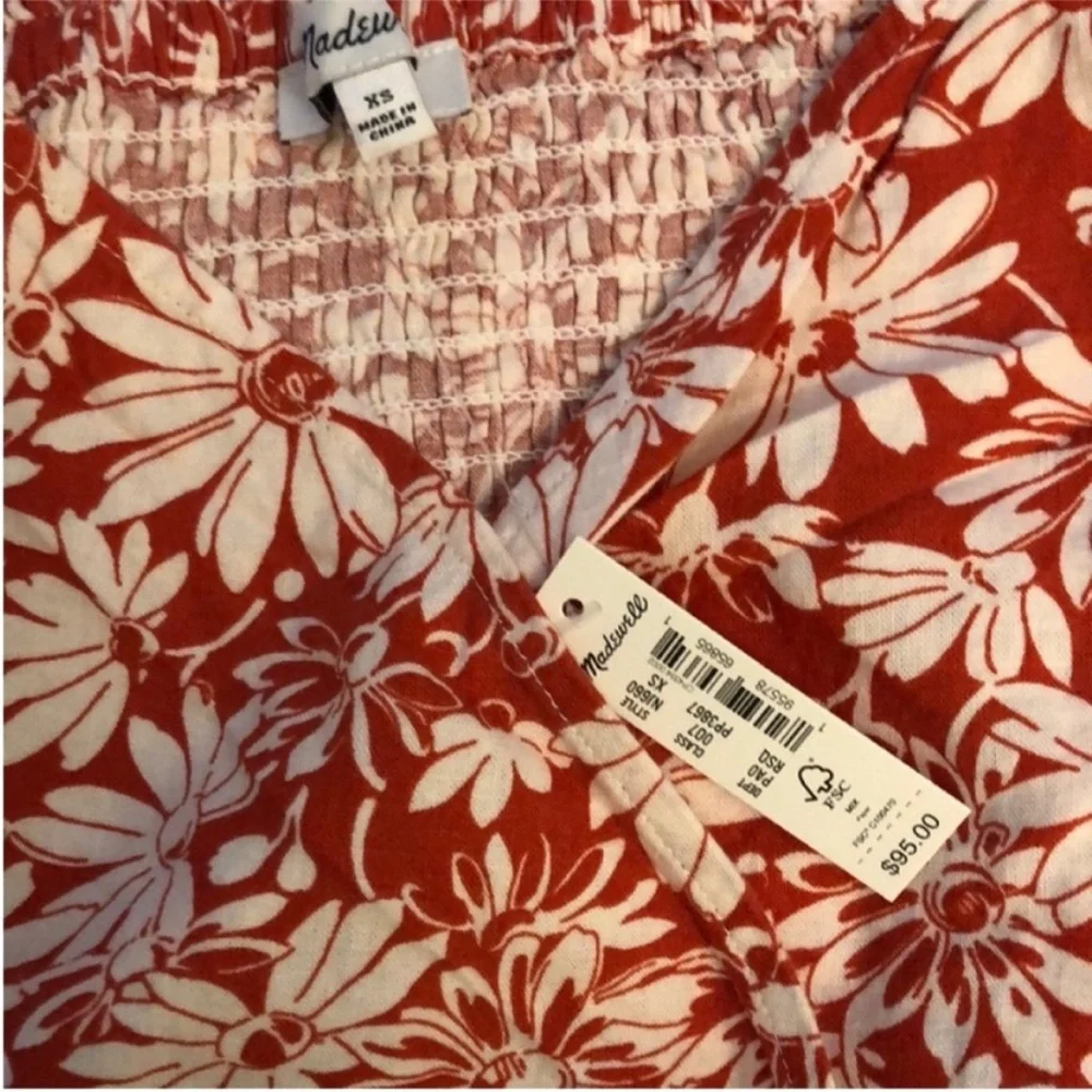 Madewell XSmall Anita Abstract Floral Roasted Squash Linen Blend Wrap NWT